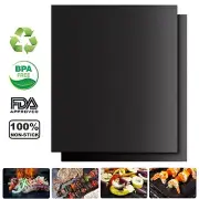[Pack of 2] BBQ Grill Baking Mats Non Stick Mat Black Bake Cooking Sheet Liner