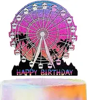 Festus Ferris Wheel Cake Topper, Gradient Color Coachella Birthday Cake Topper, Coachella Theme Party Decoration Supplies, Summer Music Festival Cake Decor for Girls, Kidchella Party Decorations