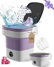 Portable Washing Machine, 13L Large Capacity Laundry Washer Cleaning for Underwear, Baby Clothes, Shirts,Small Delicates.Foldable Mini Washer and Dryer Combo for Apartment,Hotel,Camp,RV,Travel(Purple)