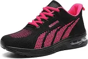 [FARZAH] Running Shoes Ladies Trainers Womens Mesh Low Top Sneakers(Color:Black,Size:7)