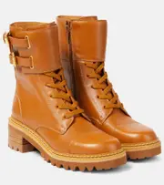 [See By Chloe] See By Chloé Mallory leather lace-up boots AU 4 brown