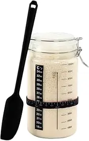 LKLKO Sourdough Starter Jar Glass Jars with Clamp Sourdough Jar Bread Starter Jar for Homemade Sourdough, Baking Supplies Sour Dough Starter Jars(Set 3)