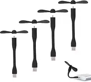 Soseelnee Mini USB Fan, Portable Pocket Fan USB-A Powered Little Cooler, Quiet Operation, for Home Office Car Outdoor Travel- 4 Pack (Black)