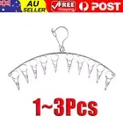 10 Pegs Clothes Dryer Rack Laundry Hanger Sock Underwear Clip Stainless Steel BC