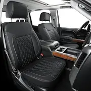 LUCKYMAN CLUB S04-SB2 Faux Leather Seat Covers, Fit for 2014-2018 Chevy Silverado GMC Sierra 1500 and 2015-2019 2500HD 3500HD Crew Cab(Black)
