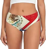 [SAAKE] Mexican American Flag Print Women's Briefs XS S M L XL XXL 3XL 4XL Plus Size Briefs Bikini Ladies Underpants