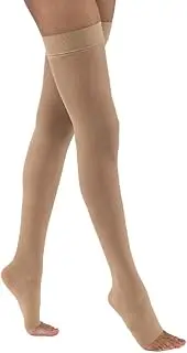 JOBST UltraSheer Compression Stockings, 20-30 mmHg, Thigh High, Silicone Dot Band, Open Toe, Natural, Large