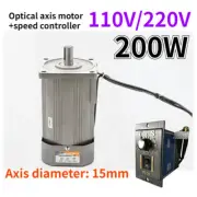220V 110V Optical Axis Deceleration Geared 200W AC Motor With Speed Controller