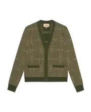 Horsebit jacquard cardigan XL Green