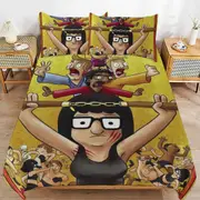 a1563 Bob\'s Burgers Duvet Cover Set, 3 Piece Bedding Set 86x70" Double Sided Printing Decorative Comforter Cover Set (1 Duvet Cover + 2 Pillow Shams)