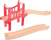 The Train Wooden Train Track Accessories Kit Connectors for Table Activity Straight Tracks Bridge Support Pieces Expandable Railway Toys for Boys and Girls