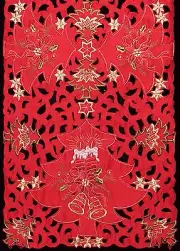 Holiday Christmas Poinsettia Candle Bell Placemat Table Cloth Runner RED 6676