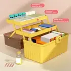 Sealed Pill Container Organizer Box Three Layer Capacity Storage with Handle