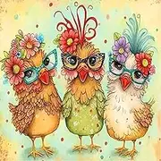 mrpwnle Chicken Diamond Painting Kits for Adults, DIY Chickens 5D Diamond Art Dotz Kits, 12x12 Inch