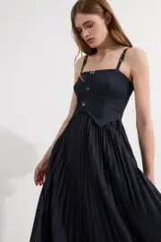 Archive Collection - Petite Cotton Poplin Corset Woven Maxi Dress