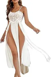 [Accessorize Kingdom] Women's Plus Size Sleeveless Deep V Neck Front Split Long Maxi Wrap Dress