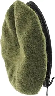 [Baluue] Classic Wool Beret Hat for Women Men Cozy Knitted Beanie Cap Solid Color Timeless French Artist Style for Autumn Comfortable Fit Versatile Occasion Olive Green