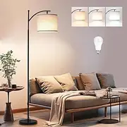 Floor Lamp for Living Room with 3 Color Temperatures, Standing Lamp Tall with Adjustable Linen Shade, Modern Floor Lamp for Living Room Bedroom Office