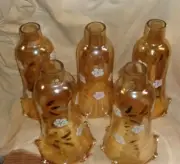 5 HAND BLOWN/PAINTED CHRYSTAL CHIMMY FITS 5 Light CHANDELIER 9 1/2" T 5"D 1/3/4"