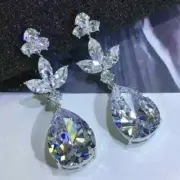 7CT Pear Shape Lab-Created Simulated Drop Dangle Earring 925 White Gold Plated