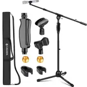 CAHAYA Tripod Microphone Stand: Boom Arm One-Button Release Floor Mic Stand P...