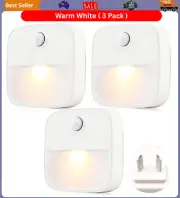 Motion Sensor Night Light, Plug-In LED with AU Plug, Warm White (3 Pack)