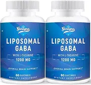 Liposomal GABA with L-Theanine 1200mg - 2 Pack High Bioavailable GABA Supplements,120 Capsules for Adults by Genogna