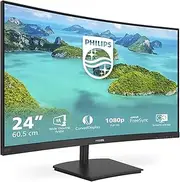 Philips 241E1SC - 24 Inch FHD Curved Monitor, 75Hz, VA, 4ms, AMD FreeSync, SmartImage, LowBlue Mode (1920 x 1080, 250 cd/m², HDMI/VGA)
