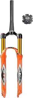 26 27.5 29 Bike Forks Mountain Bike Air Suspension Fork Orange, Rebound Adjust Straight/Tapered Tube Manual/Remote Lockout Ultralight XC Mountain Bike Front Forks