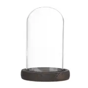 Cloche Glass Dome, 4.7"x2.8" Glass Display Case with Wooden Base [Dark]