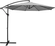 Instahut Outdoor Umbrella 3m Grey Cantilever Stand, Sun Beach Garden Patio Gazebo Shade Market, Tiltable Shading Water Resistant Steel Frame