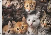 YMXFXP Kittens Head Cute Flag Outdoor Double Sided Cute Funny Flags 24” x 36” - UV & Fade Resistant Flag Banner Garden House Decor with 2 Brass Grommets