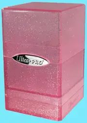 ULTRA PRO GLITTER PINK SATIN TOWER DECK BOX Compartment Storage Case Card Dice
