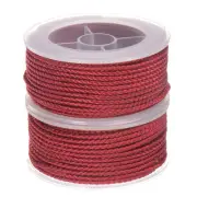 2pcs Nylon Thread Twine Beading Cord 2mm Braided String 11M/36 Feet, Dark Red
