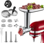 COFUN Meat Grinder Attachment for Kitchenaid Accessories, as Meat Grinder Accessory with 4 Grinding Discs 3 Sausage Filling Horns 1 Burger Press for Kitchen Aid