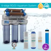 6 Stages 50 GPD Aquarium Reverse Osmosis System RO DI + HM Inline TDS Meter