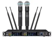 UHF PLL True Diversity Stage Dual Handheld Cordless Microphone Wireless System