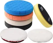 ZFE Buffing Polishing Pads, 7Pc 7.5 Inch Face for 7Inch 180mm Backing Plate Compound Buffing Sponge Pads Cutting Polishing Pad Kit for Car Buffer Polisher