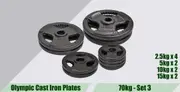Total 70kg Set3 Olympic Cast Iron Weight Plate Set - Energetics Home Gym
