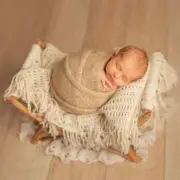Newborn Photography Props Wrap Soft Knitted Fringe Blanket Neonate Photo Studio