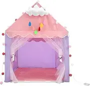KIDBOT Kids Play Tent Indoor Playhouse Princess Castle Indoor Outdoor Game with Mat & Lights 1 Door 2 Windows Toys Boys Girls House Playset