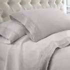 Kingtex 1500 Thread Count Crochet Lace Microfibre Sheet Set King Single Silver/S