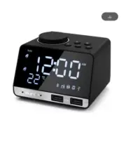 Hot K11 Bluetooth-compatible 4.2 Radio Alarm Clock Speaker With 2 USB Ports LED