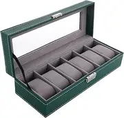 Ipetboom Watch Box with Glass Lid Slot Watch Organizer and Jewelry Display Case Elegant Storage for Men and Women Soft Lined and Accessories