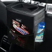 Car Trash Can with Lid, Leak-Proof, Storage Pockets, 3 Gallon Organizer – Black