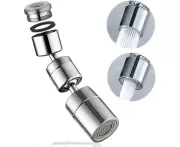 1080° Swivel Faucet Aerator, Universal Splash Filter Faucet Sink Attachment, Adjustable Dual Function Water Flow, Splash