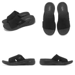 【SKECHERS】拖鞋 Go Walk Arch Fit Sandal-Rejoice 女鞋 黑 支撐 休閒 涼拖鞋(140832-BBK)