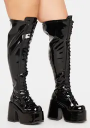 [Demonia] Wide Calf Patent Rave Royalty Thigh High Boots