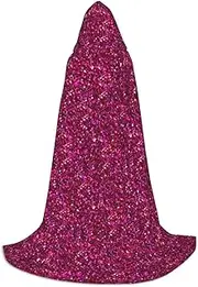SKKNT Glitter Pattern Print Halloween Hooded Cloak Full Length Cape With Hood For Men And Women For Carnival