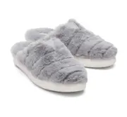 Toms Alpargata Mallow Mule Fluff Slippers Grey Faux Fur Women's NEW Size 9.5